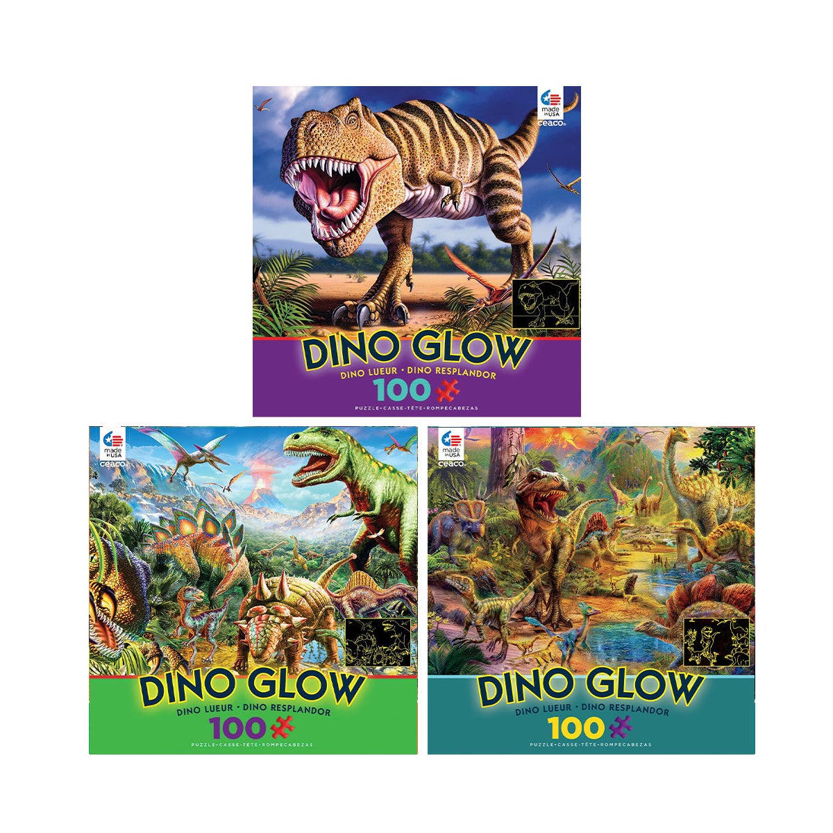 100PC DINO GLOW IN DARK ASST (6) BL